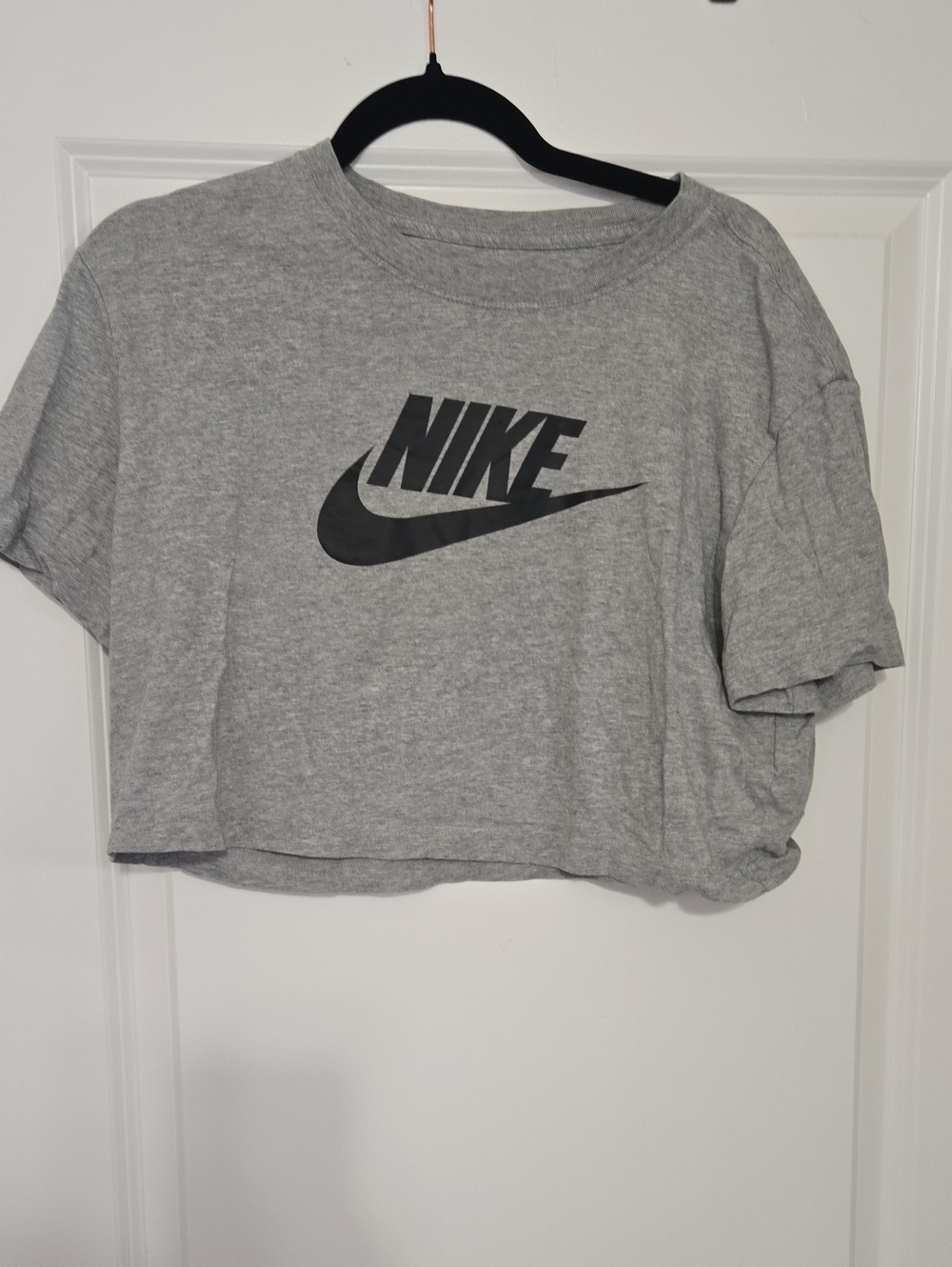 Nike Light Gray Cropped Logo Tee